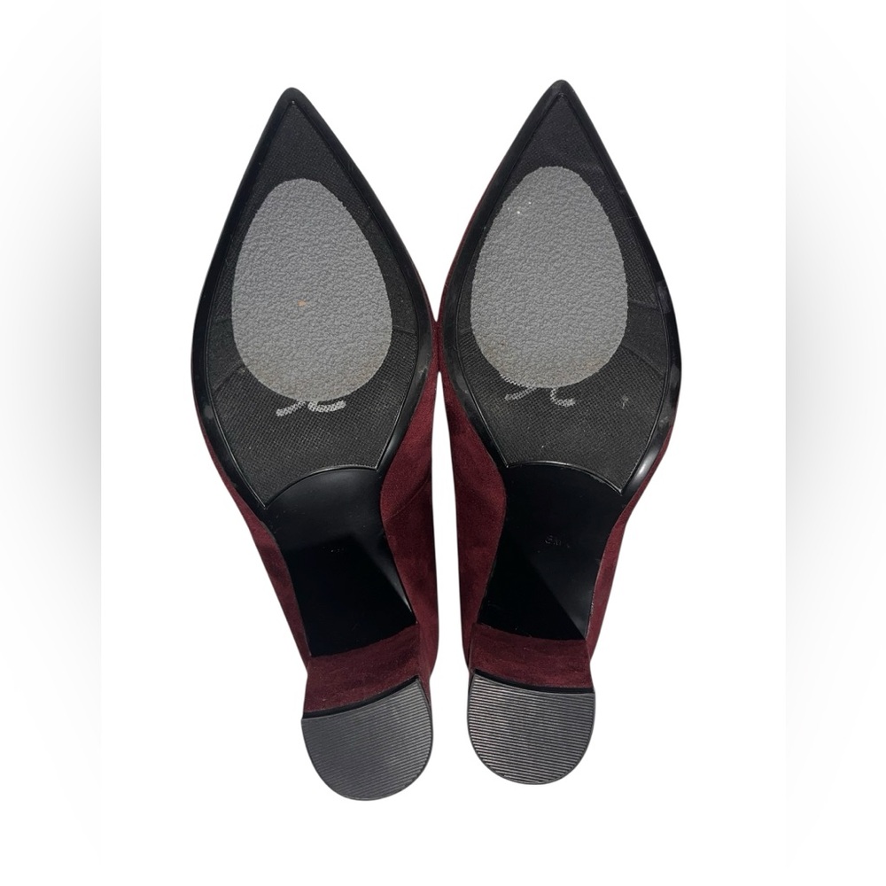 Marc Fisher Gildy2 Maroon Red Faux Suede Pointed Toe Block Heels Women’s Size 8M - Picture 4 of 5